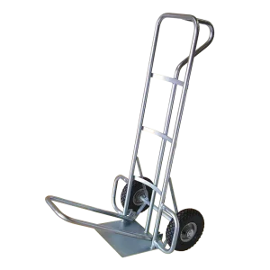 "NZ Made 150kg Drop Toe Hand Truck with steel center wheels."