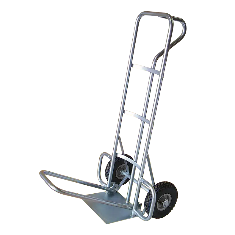 "NZ Made 150kg Drop Toe Hand Truck with steel center wheels."