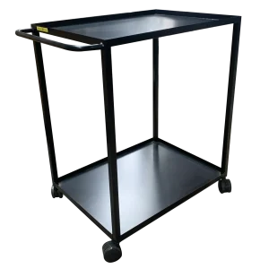 Black Metal Shelf Trolley with swivel castors - lip up