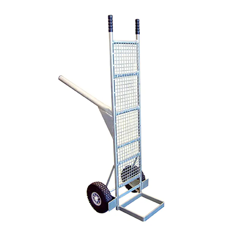 "NZ Made 200kg Milk Crate Single Handle Truck with plastic center wheels."