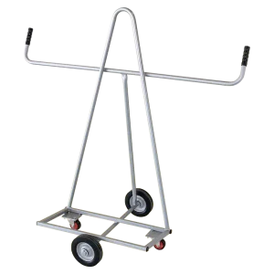 BT107 builders trolley carrying timber and sheet materials on a construction site or warehouse floor.
