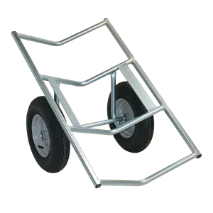 Heavy-duty CT126 carpet and vinyl trolley with a zinc-plated finish for transporting heavy flooring rolls.
