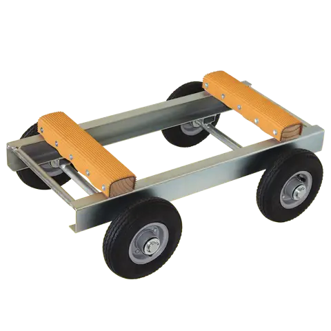 PT305 Heavy-Duty Piano Trolley/Dolly with large pneumatic (air-filled) wheels, designed to safely transport pianos and heavy furniture over rough or uneven surfaces.
