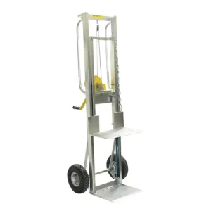 "NZ Made 180kg heavy duty winch hand truck with a lifting platform."