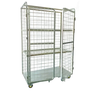 Wire Mesh Shelf Trolley 350kg capacity with two vertical doors