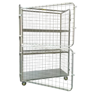 Wire Mesh Shelf Trolley 350kg capacity with two horizontal doors