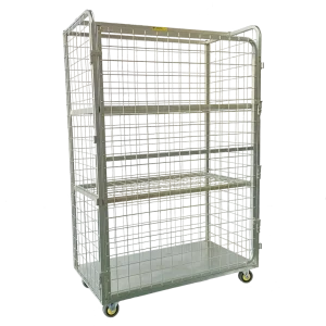 Wire Mesh Shelf Trolley with a single door
