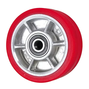 AL100RT 100mm Rexthane wheel with aluminium core and 12mm bearings for NZ industry.
