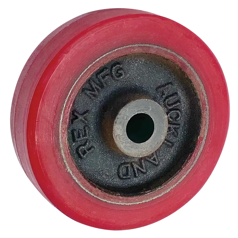 IRT100RTPB Cast Iron Rexthane Wheel, 100mm diameter x 32mm tread width, with a plain bore for 12.7mm axle.