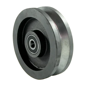 TWV200 200mm V-grooved cast iron wheel with 15mm bearings for NZ track systems.