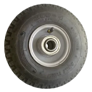 100mm steel rim with 300x4 pneumatic tyre and low speed ball bearings BW100A