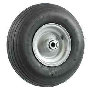 BW150C Rubber Tyre on a Steel Rim Wheel, 150mm rim with 400x6 tyre, featuring a low speed bearing for industrial applications.