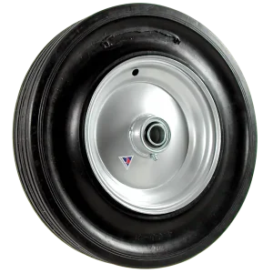 200mm steel rim wheel with 300x8 solid rubber tyre and low-speed ball bearing, model BW200SRT1, puncture-proof for heavy-duty industrialised use.