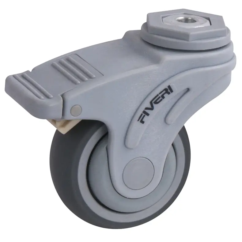 75mm Medical Grade Plastic Swivel Castor with Total Lock Brake 95kg