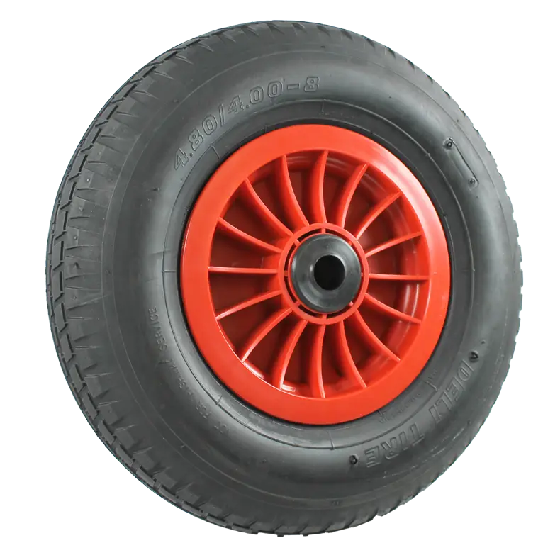 PW150NA Wheel with 150mm plastic rim, 400 x 6 pneumatic tyre, and nylon plain bore.