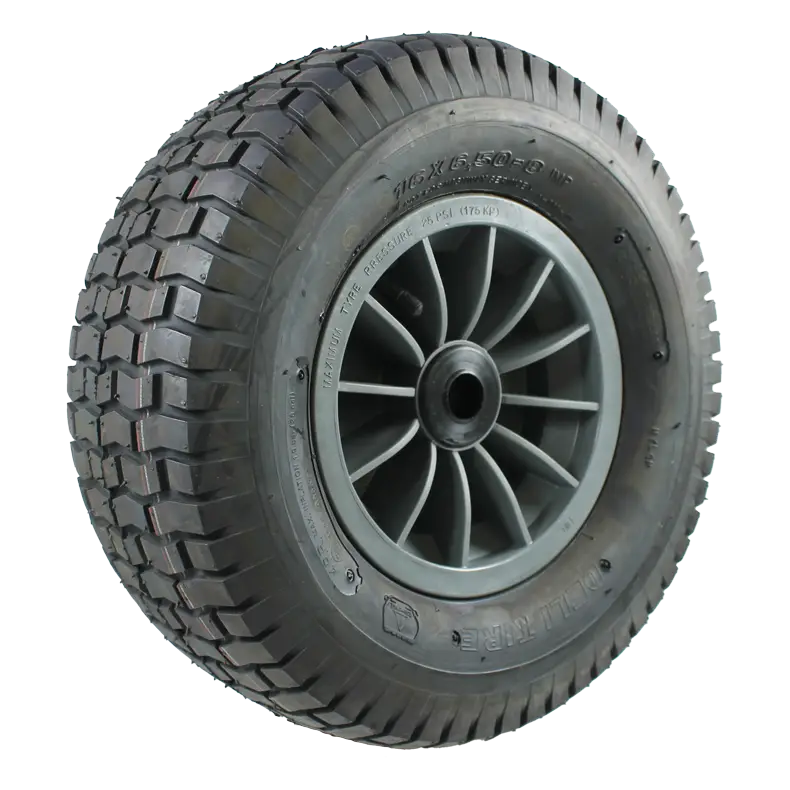 200mm plastic rim with 16/650 x 8 pneumatic tyre and nylon plain bore PWW200N