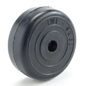 SR60 60mm Solid Black Rubber Wheel with Nylon Centre, compact industrial wheel with plain bore