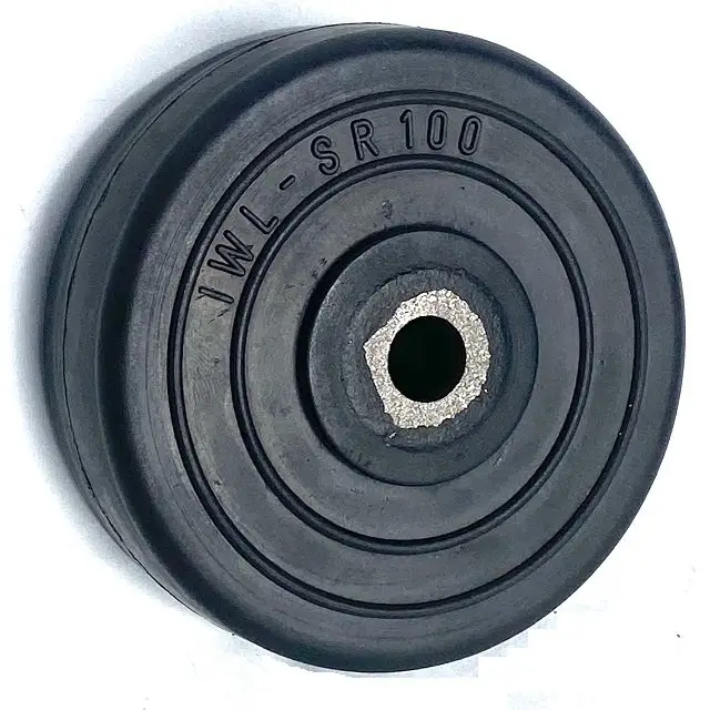 100mm solid black rubber wheel SSR100, shock-absorbing metal hub wheel for heavy machinery and workbenches
