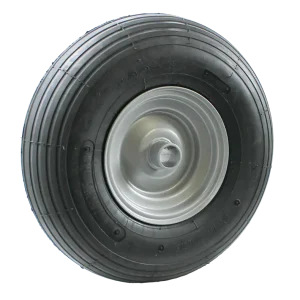 WB150C wheel assembly featuring a 150mm steel rim and a 400x6 pneumatic tyre with a 27mm plain bore.
