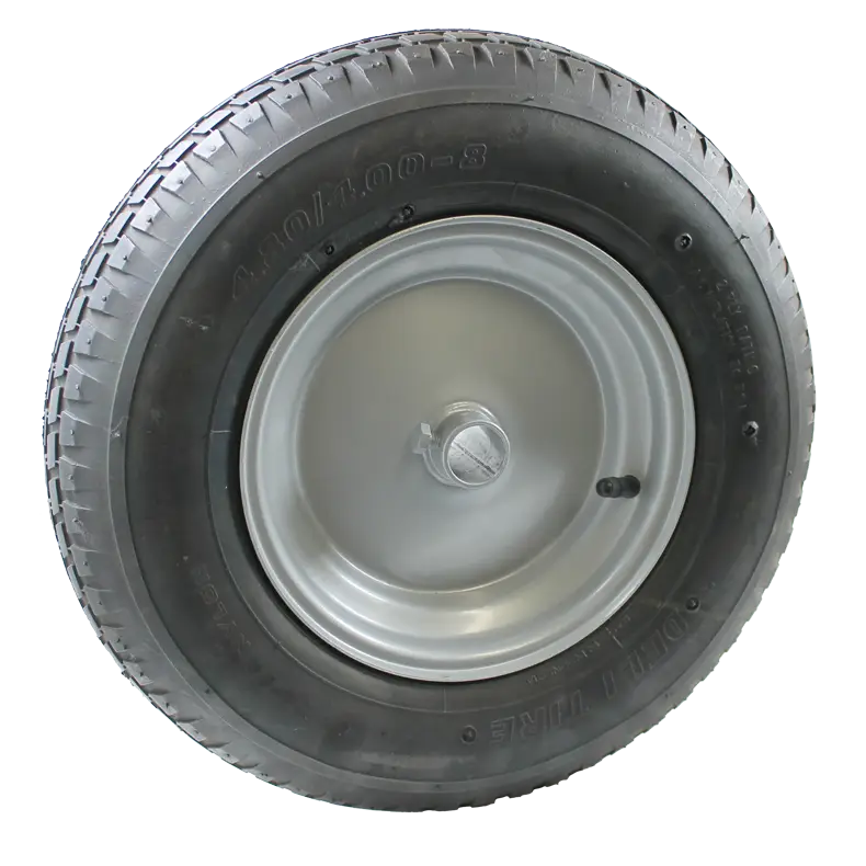 WB200C wheel assembly featuring a 200mm steel rim and a 480/400x8 pneumatic tyre with a 27mm plain bore.