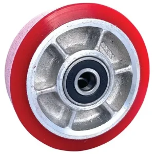 125mm x 45mm Rexthane wheel with red polyurethane tread on aluminium centre and 15mm bore AL125RT