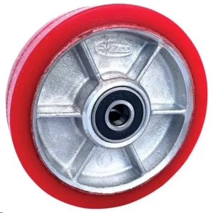 150mm x 45mm Rexthane wheel with red polyurethane tread on aluminium centre and 15mm bore AL150RT