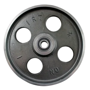 CI300BB Heavy-Duty Cast Iron Wheel, 300mm diameter x 50mm tread width, with ball bearings for a 25mm axle.