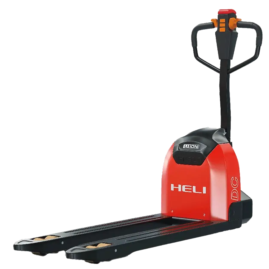 Compact electric pallet jack with ergonomic handle and braking system