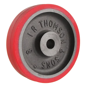 IRT200RTPB Cast Iron Rexthane Wheel, 200mm diameter x 45mm tread width, with a plain bore for 25.4mm axle.