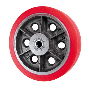 IRT300RTBB 300mm Rexthane wheel with cast iron core and 25mm ball bearings for NZ industry.