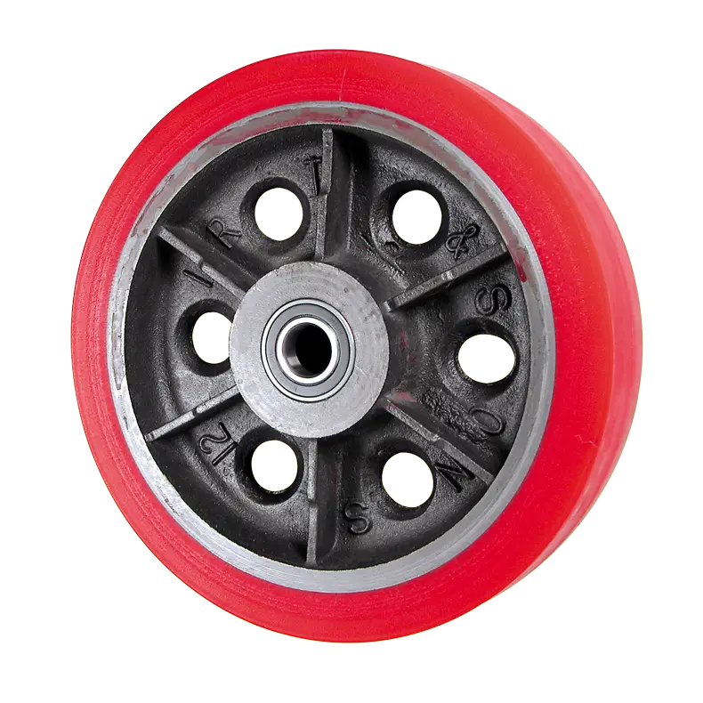 IRT300RTBB 300mm Rexthane wheel with cast iron core and 25mm ball bearings for NZ industry.