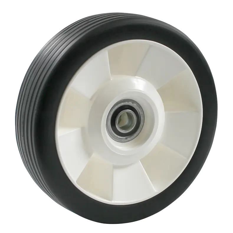 Durable JKR150BB Lawn Mower Wheel for replacement, 150mm size, designed with a bearing for easy rolling and smooth operation on grass.