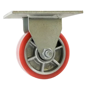 MHDF100RT Fixed Plate Castor with a 100mm Rexthane wheel, designed for a 300kg load capacity.