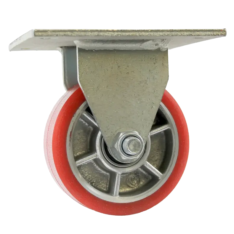 MHDF100RT Fixed Plate Castor with a 100mm Rexthane wheel, designed for a 300kg load capacity.