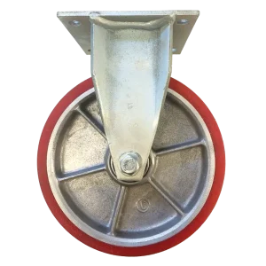 MHDF200RT Fixed Plate Castor with a 200mm Rexthane wheel, designed for a 450kg load capacity.