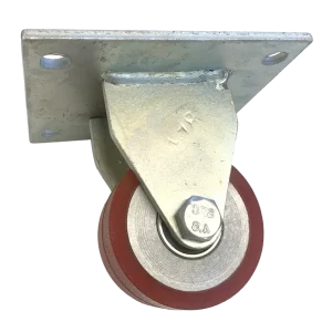 MHDF75RT Fixed Plate Castor with a 75mm Rexthane wheel, designed for a 250kg load capacity