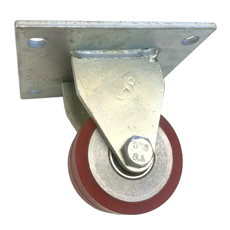 MHDF75RT Fixed Plate Castor with a 75mm Rexthane wheel, designed for a 250kg load capacity