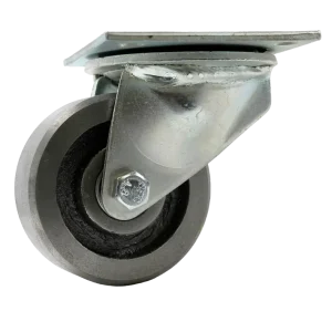 100mm Cast Iron Swivel Plate castor (MHDS100I) for heavy-duty applications, rated for a 350kg load.