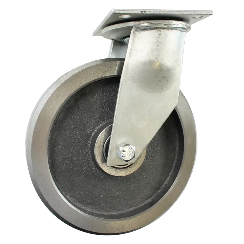 200mm Cast Iron Swivel Plate Castor (MHDS200I) for heavy-duty use, rated for a 475kg load capacity.