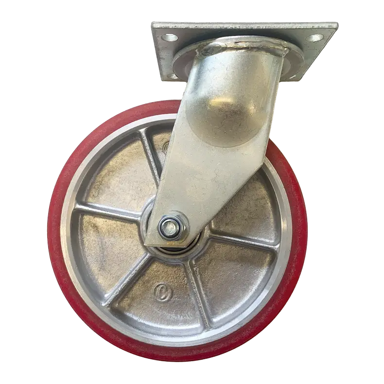 Industrial Swivel Plate MHDS200RT Castor for versatile material handling, featuring a large 200mm Rexthane wheel and rated for 450kg loads.