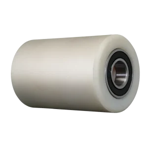 NPAL60 60mm x 94mm pallet truck load roller with polyurethane tread and 15mm bearings.