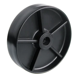 White 50mm polypropylene wheel, model PP50, featuring high chemical resistance and lightweight construction for industrialised environments.