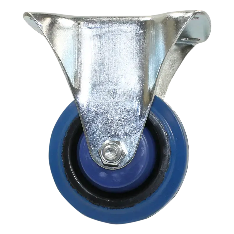 Medium Duty Blue Rubber Castor Fixed Plate