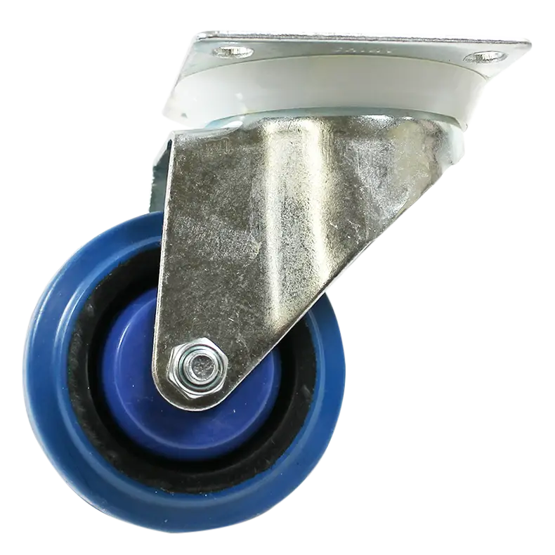 Medium Duty Blue Rubber Castor Swivel Plate