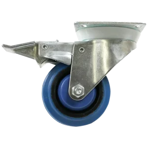 RX75SB - Swinnock Industries Medium Duty Blue Rubber Castor Swivel Plate Braked