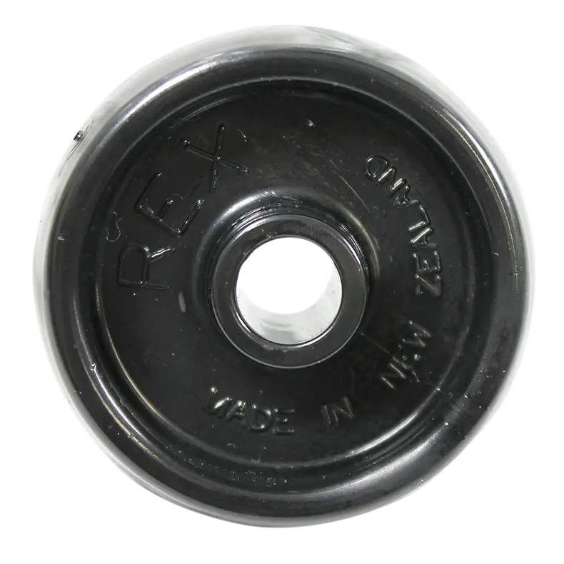WN50 Nylon Wheel, a solid white 50mm diameter wheel with a 19.2mm tread width, featuring a 10mm plain bore for straight axle mounting.