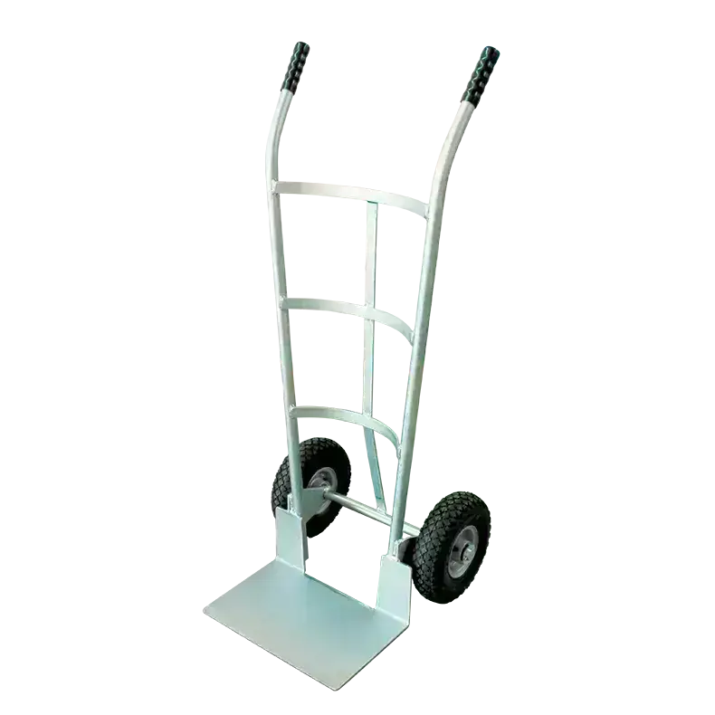 "NZ Made 250kg CB Series hand truck with a curved back and steel centered wheels for moving cylinders or drums."
