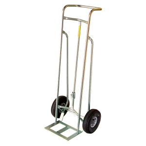 "NZ Made 200kg Double Keg Hand Truck with steel centered wheels."