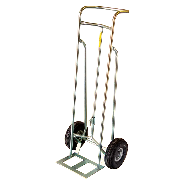 "NZ Made 200kg Double Keg Hand Truck with steel centered wheels."