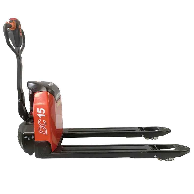 EPT06 fully powered electric pallet truck, 1500kg capacity, featuring 4.5km/h travel speed and compact lithium-ion battery for high-efficiency warehouse use.